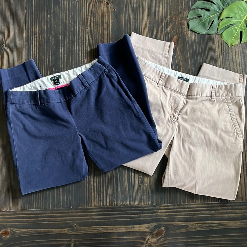 J. Crew LOT City Fit Stretch Pants - navy - khaki - ankle / cropped - Size 4